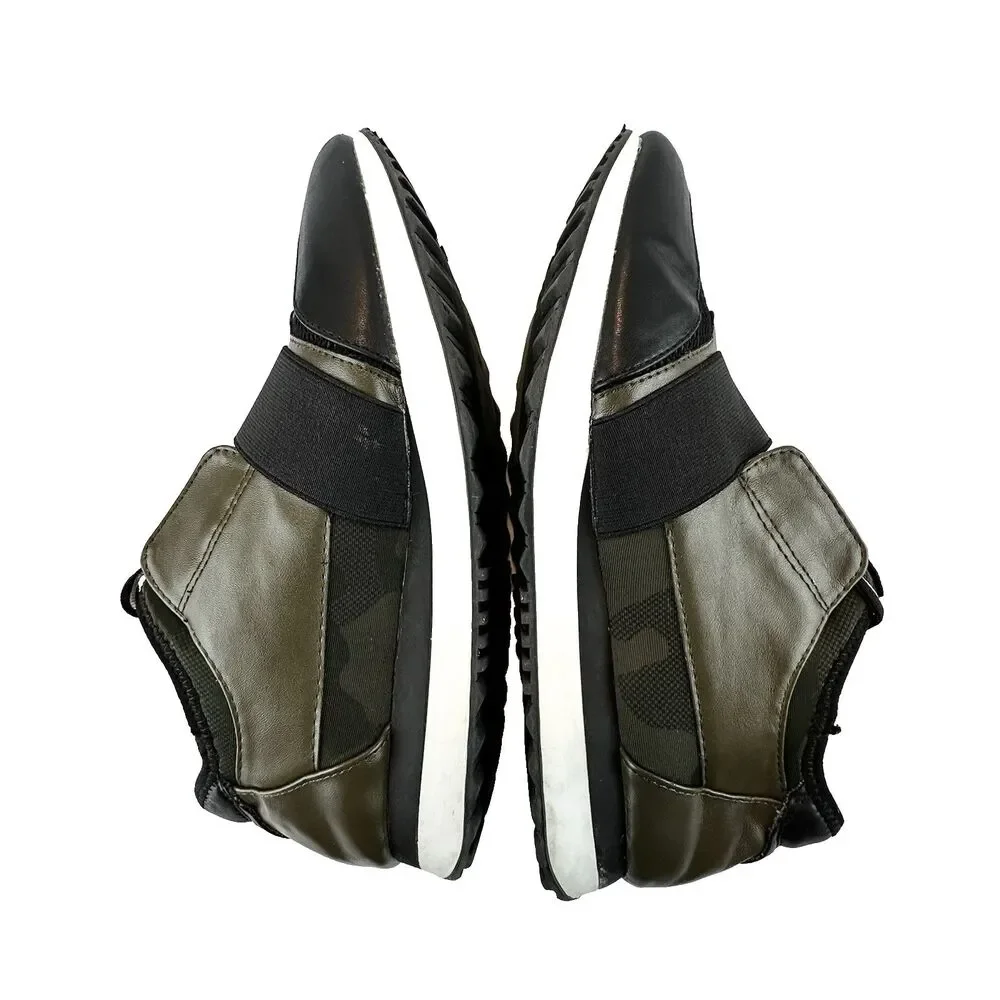 Steve Madden Women's 7.5M - Green & black PU leather sneaker casual shoes KAIYO